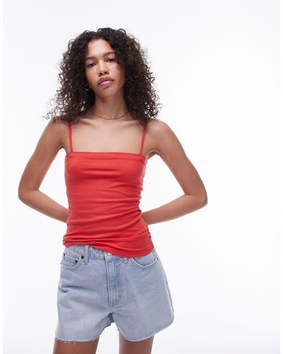 TOPSHOP Spaghetti Strap Tube Top - Red