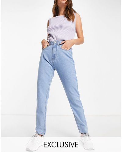 Daisy Street – mom-jeans aus gebleichtem jeansstoff - Blau