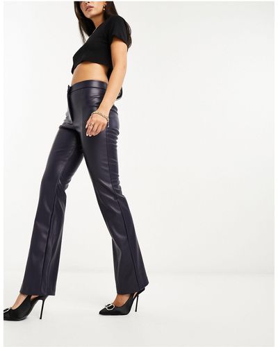 Vila Leather Look High Waisted Flared Trousers - White