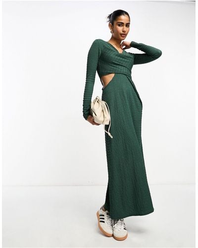 ASOS Drape Midi Dress With Wrap Detail - Green