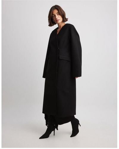 NA-KD Round Sleeve Formal Coat - Black