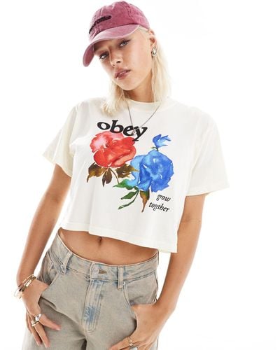 Obey Boxy Rose Graphic T-shirt - White