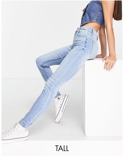 Bershka Tall - Skinny Jeans Met Hoge Taille - Blauw