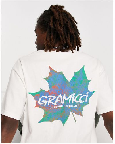 Gramicci T-shirt Met Bladprint Op - Wit
