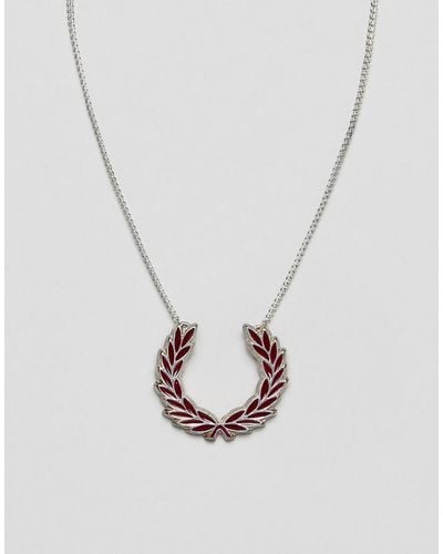 Fred Perry Laurel Wreath Silver Necklace - Metallic