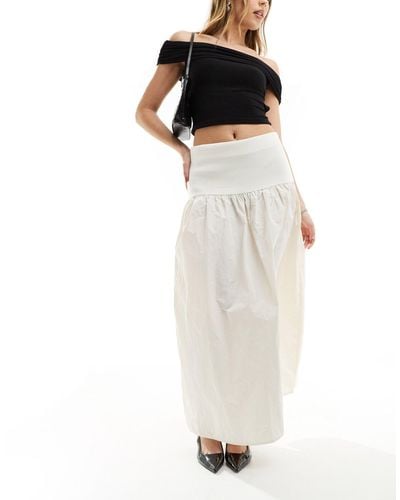 Mango Bubble Hem Midi Skirt - White
