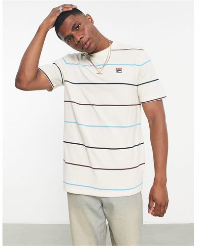 Fila Striped T-shirt With Branding - White