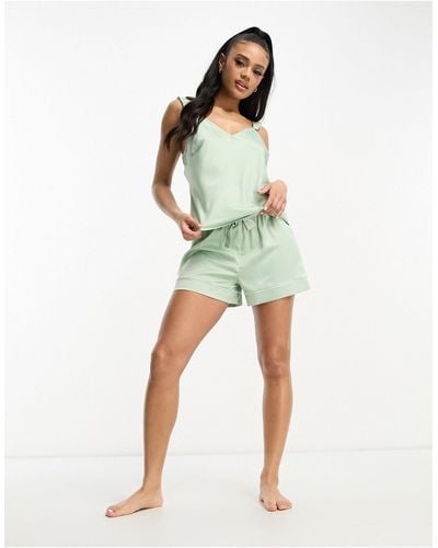 Chelsea Peers – brautjungfern-set aus satin mit camisole und shorts - Grün