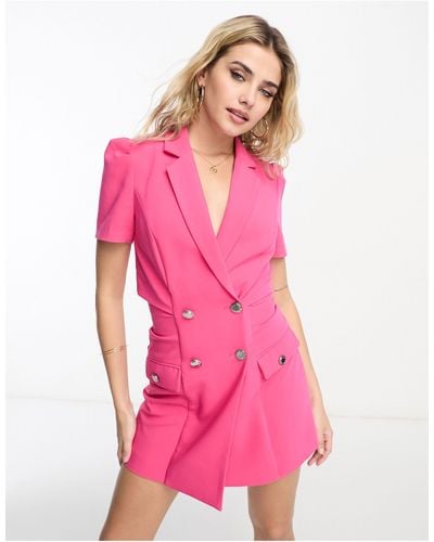 Morgan Button Detail Blazer Mini Dress - Pink