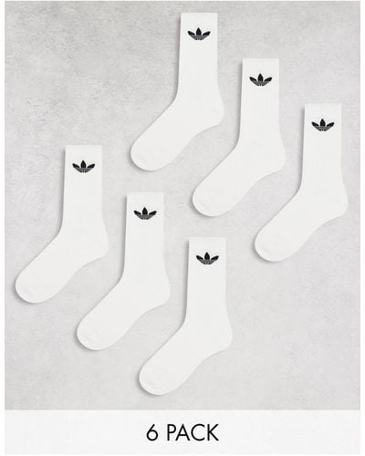 adidas Originals Confezione da 6 paia di calzini bianchi con trifoglio - Bianco