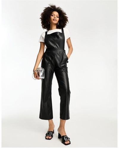 Never Fully Dressed Pu Dungarees - Black