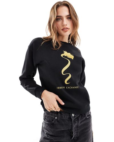 Armani Exchange Armani Exchage Sweatshirt With Dragon Print - Black
