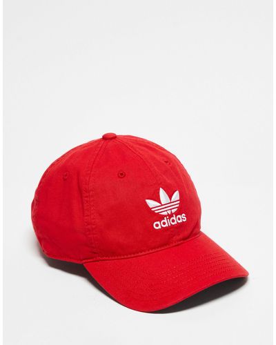 adidas Originals Relaxed Strapback Cap With Trefoil Detail - Red