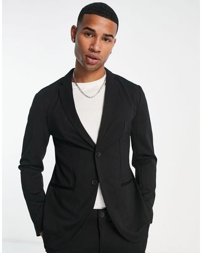 Jack & Jones Premium Slim Jersey Suit Jacket & Trouser - Black