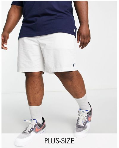 Polo Ralph Lauren Big & tall - prepster - short en sergé avec logo emblématique - cassé - Blanc