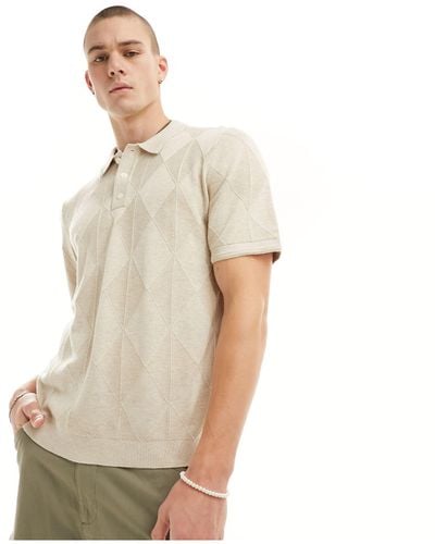Abercrombie & Fitch Knitted Polo - Natural