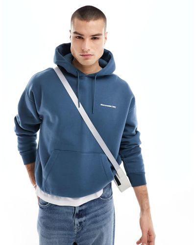 Abercrombie & Fitch Microscale Trend Logo Hoodie - Blue