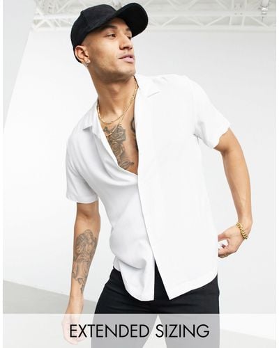 ASOS Regular Fit Viscose Shirt With Revere Collar - White