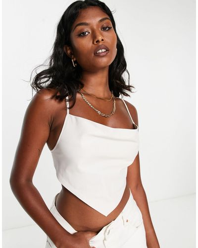 Muubaa Leather Strappy Cowl Neck Cami Top - White