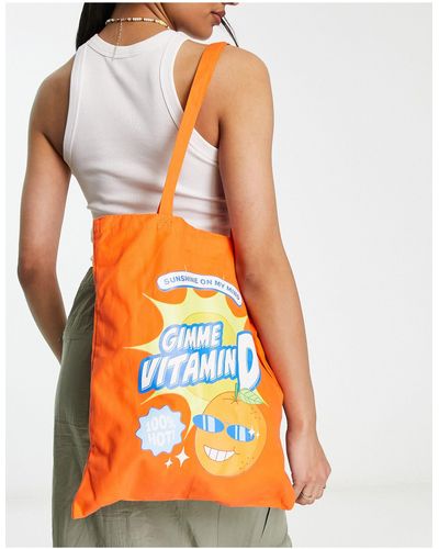 Skinnydip London Tote Met 'vitamin D'-slogan - Oranje