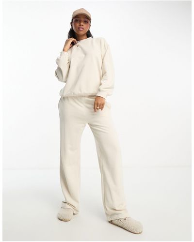 Monki Co-ord Round Neck Long Sleeve Sweatshirt - White