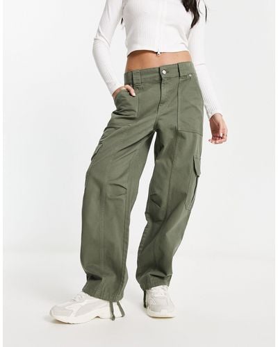 Pull&Bear Pull & Bear Cargo Trouser With Adjustable Cuff - Green