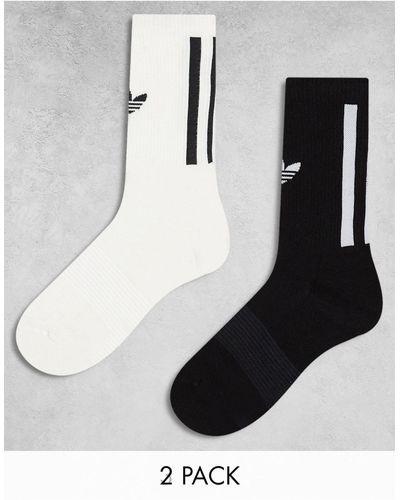 adidas Originals Confezione da 2 paia di calzini con trifoglio neri e bianchi - Nero