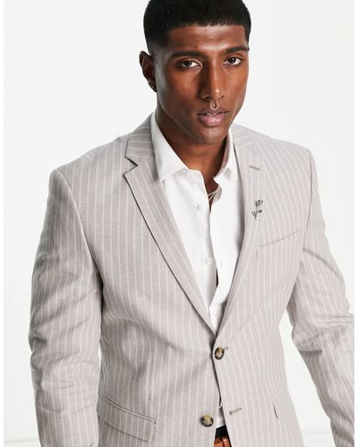 Jack & Jones Premium Slim Summer Stripe Suit Jacket - Natural