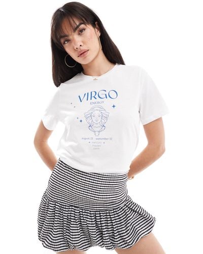 Pieces Zodiac T-shirt With ""virgo"" Print - White