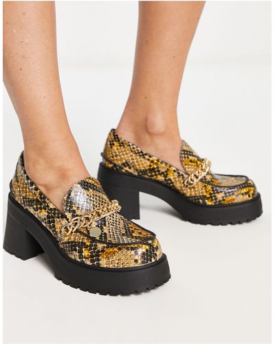 ASOS Spicy Chunky Mid Heel Loafers With Chain - Green