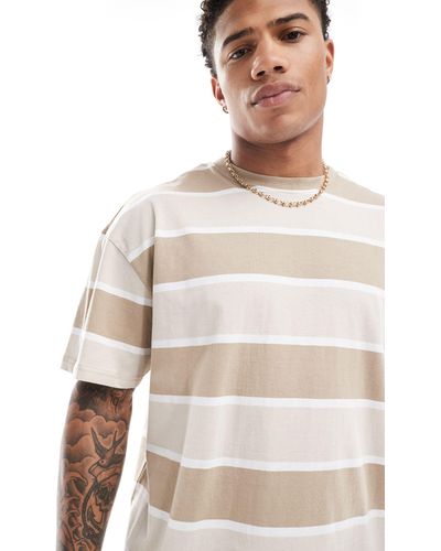 Threadbare Oversized Stripe T-shirt - Natural