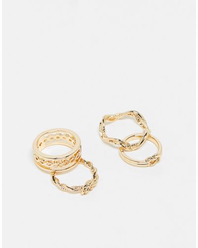ASOS Pack Of 4 Rings With Knot Design - Metallic