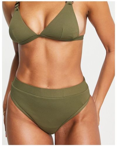 NA-KD Structured High Waisted Bikini Brief - Green