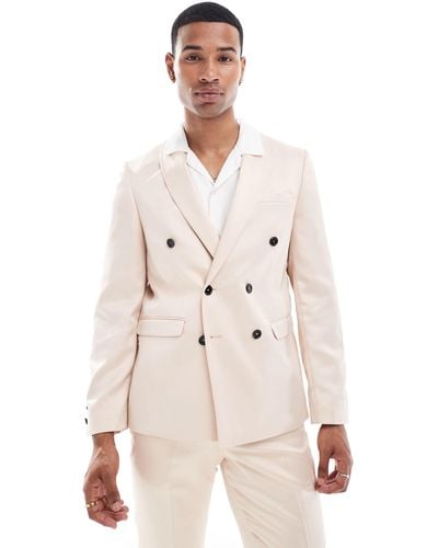 Twisted Tailor Double Breasted Suit Jacket - Natural