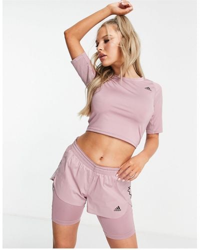 adidas Originals Adidas Running Run Fast Lace Cropped T-shirt - Pink