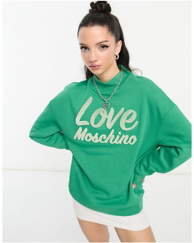 Love Moschino Sweat à logo et col montant - Vert