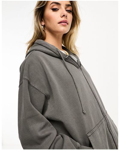 Pull&Bear – oversize-kapuzenjacke - Grau