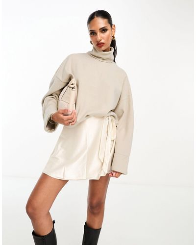 ASOS Super Soft Co-ord Roll Neck With Cuff Detail - Natural