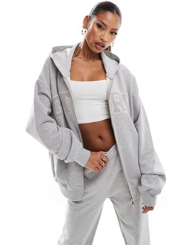 The Couture Club Co-ord Logo Zip Up Hoodie - Grey