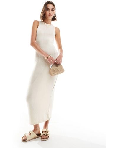 Mango Sleeveless Knitted Midi Dress - White