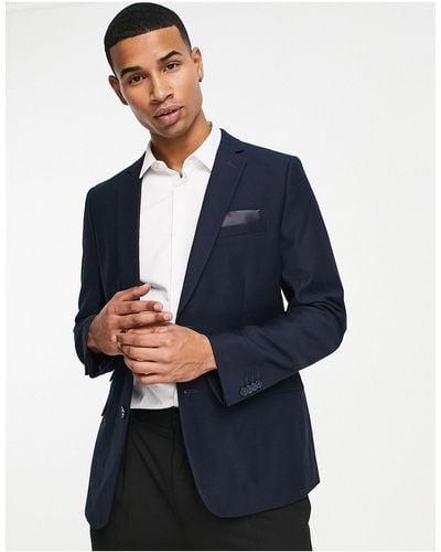 French Connection Plain Slim Fit Suit Jacket - Blue