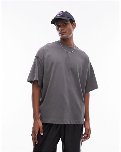 TOPMAN Premium Dropped Shoulder Oversized Fit T-shirt - Gray