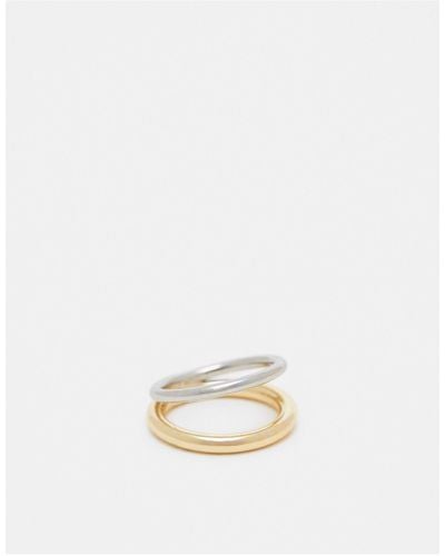 ASOS Ring With Mixed Metal Double Band Design - White