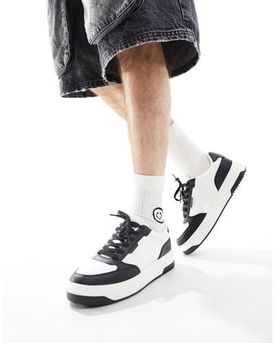 Pull&Bear Sneakers multi con suola spessa scolpita - Nero