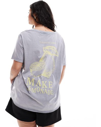 ONLY Oversized T-shirt With Lemonade Back Print - Grey