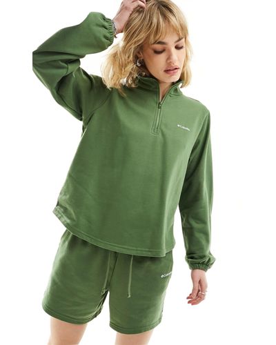 Columbia – trek – sweatshirt aus em frottee mit kurzem reißverschluss - Grün