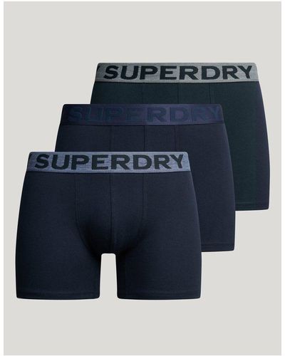 Superdry – 3er-pack eng geschnittene baumwoll-boxershorts - Schwarz