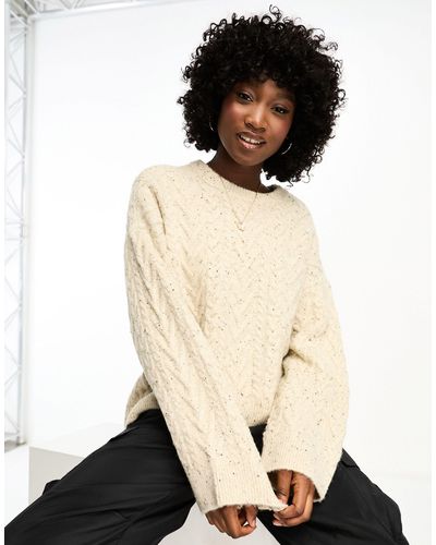 Vero Moda Aware Oversized Textured Cable Knitted Sweater - Natural