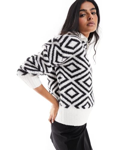 Pieces Half Zip Sweater - White