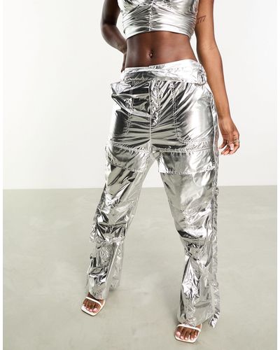 Amy Lynn Pantalones color plateado metalizado ultrabrillantes - Metálico